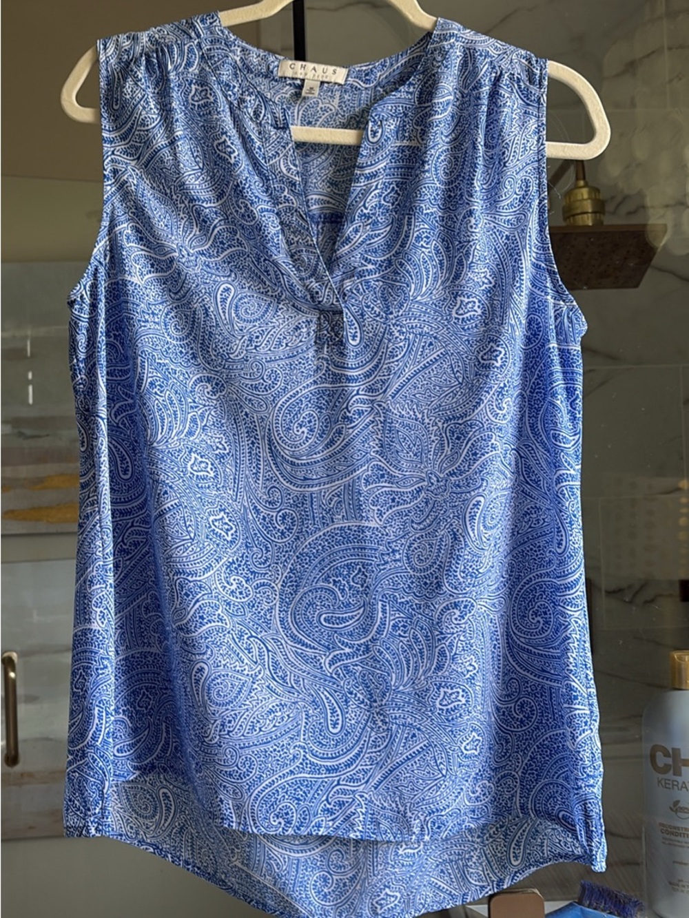 Chaus Blue Paisley V-Neck Sleeveless Camisole